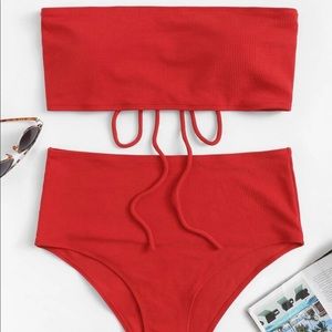 Strapless high waisted bikini